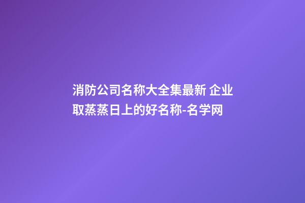 消防公司名称大全集最新 企业取蒸蒸日上的好名称-名学网-第1张-公司起名-玄机派